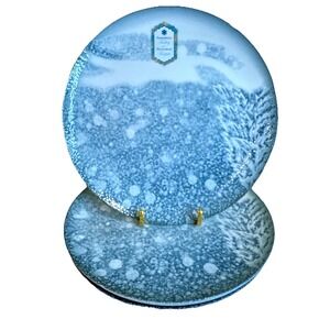 Intesa 10.5" Christmas Tree & Mountain Snowfall Dinner Plates, New